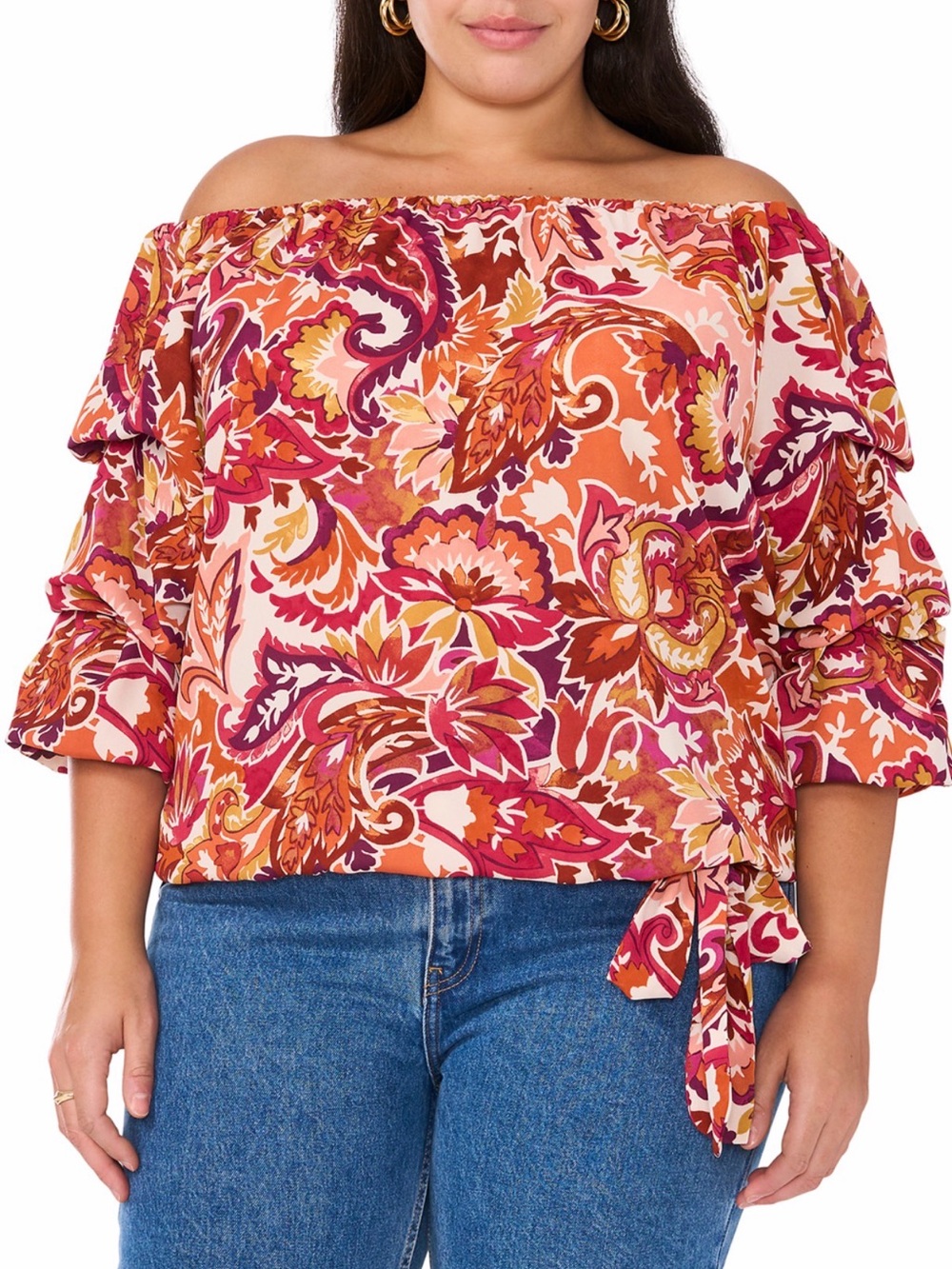 Vince Camuto Off-Shoulder Paisley Blouse 1X